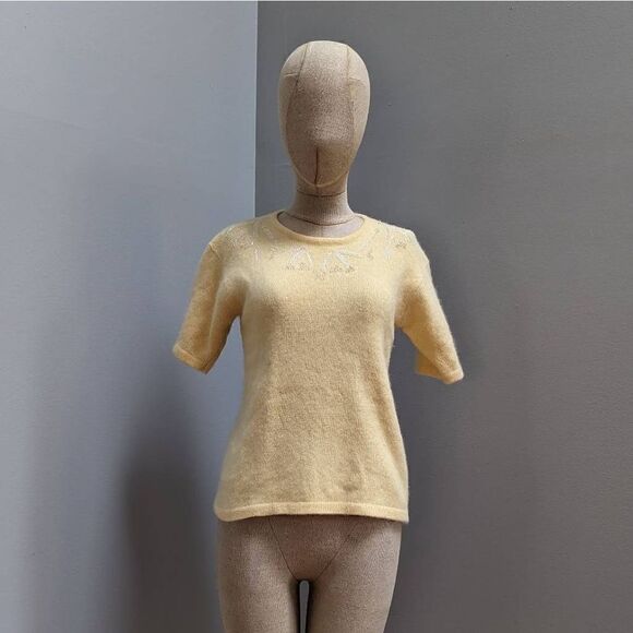 Rafaella Vintage Angora Lambswool Blend Buttercream Sweater - Picture 1 of 9